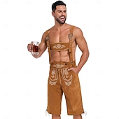 tanie Mężczyźni-Oktoberfest Haft Lederhosen bawarski Niemiecki Monachium Łąki Męskie Impreza Festiwal Piwa Tkanina w stylu tradycyjnym