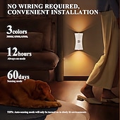 cheap Puck Lights-1 Pc Magnetic Charging Induction Wireless Wall Light Non drilling Three color Dimming Intelligent Human Sensing Room Bathroom Corridor Staircase Lighting Type-C Charging