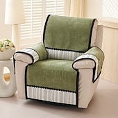 cheap Recliner Chair Cover-1Set/4Pieces Recliner Chair Cover Solid Color Geometric Jacquard Jacquard Polar Fleece Slipcovers