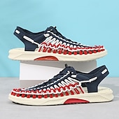 preiswerte Urlaubsandalen-Herren-Sneaker in Rot und Marineblau, Laufschuhe mit einzigartigem Schnürdesign und gepolsterter Sohle für Sport und Freizeit