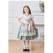 abordables Niños-Oktoberfest Encaje Vestidos Delantal Blusa con falda acampanada Mucama bávaro Alemán Munich prados Chica Carnaval Festival de Cerveza Paño de estilo tradicional