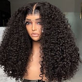 economico Parrucche lace front capelli veri-Parrucche con chiusura 5x5 in capelli umani remy brasiliani, parrucca frontale in pizzo 13x4 con riga centrale, parrucca in capelli umani ricci birmani