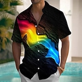 abordables Diseño Geométrico-Hombre Arco iris LGBT Orgullo Camisa Camisa de verano Abotonar la camisa Manga Corta Moda informal Festivos Ropa de calle Verano Primavera Cuello Vuelto Impresión 3D camisas con cuello Un bolsillo
