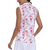 economico Camicia Donna-Per donna Floreale Maglia da tennis Senza Maniche Stampato UPF50+ Asciugatura Rapida Tennis Golf Badminton Collo con zip Maglietta Top Rosa Verde Abbigliamento da tennis
