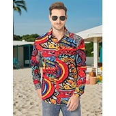 cheap Tops-Retro Vintage Boho 1970s Shirt Hippie Tribal African Pattern Fancy Dress Men's Halloween Carnival Street Dance Retro Theme Party Festival Adults' Shirt