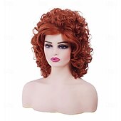 Недорогие Исторические парики-Длинный кудрявый каштановый парик в стиле «улей» для женщин, винтажный парик в стиле диско, синтетические волнистые рыжие медно-красные парики для косплея рок-певицы 60-х, 70-х, 80-х или
