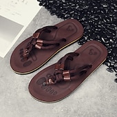 billiga Semester Sandaler-Herrbruna flip-flops i repstil med vadderad sula – bohemiskt inspirerade sommarsandaler för kustpromenader, stränder och vardagsbruk