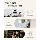 baratos Adesivos de Parede-Pacote com 4 espelhos de parede de vidro de 12&quot; x 12&quot; sem moldura, espelhos de corpo inteiro montados na parede para quarto, academia, porta de banheiro