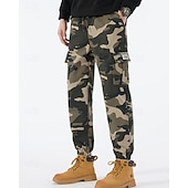 voordelige Cargobroeken-Voor heren Cargohosen Broek Camouflage broek Trekkoord Elastische taille Meerdere zakken camouflage Draagbaar Buiten Dagelijks Kamperen&amp;Wandelen Modieus Klassiek Zwart Leger Groen