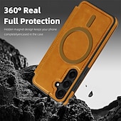 رخيصةأون جراب سامسونج-هاتف غطاء من أجل سامسونج جالاكسي S24 Ultra Plus س24 FE S23 Ultra S23 Plus ق 25 اس 25 بلس اس 25 الترا حالة الامتزاز المغناطيسي غطاء الوجه دعم الشحن اللاسلكي فتحة لبطاقة ضد الصدمات TPU