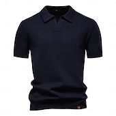 preiswerte Klassisches Poloshirt für Herren-Herren Polo Strick-Polopullover Geschäft Lässig V Ausschnitt Kurzarm Formell Einfarbig Texture Neuheit Sommer Ganzjahres Hellblau Schwarz Weiß Marineblau Armeegrün Dunkelgray Polo