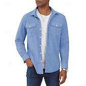 preiswerte Herrenjacken &amp; Herrenmäntel-Herren Hemdjacke Überhemden übergangsjacke Täglich Verschleißfest Tasche Sommer Frühling Einfach Klassisch Revers Dunkelgrau Schwarz Gelb Wein Marineblau Jacken