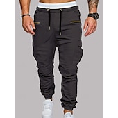 economico Pantaloni cargo-Per uomo Pantaloni Cargo Pantaloni Elastico in vita Coulisse Multi-tasche Semplice Indossabile All'aperto Quotidiano Campeggio &amp; Escursionismo Moda Classico Nero Verde militare