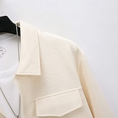 abordables Manteaux &amp; vestes-Homme Veste Légère Chemise Veste Veste de transition Vacances Quotidien Chaud Avec Poches Été N / C Uni Mode Classique Revers Régulier Noir Blanche Kaki Gris Veste