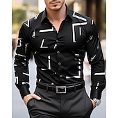 economico camicie casual da uomo-Per uomo Camicia Camicia Estiva Camicia casual Camicia da Spiaggia Camicia con Bottoni Nero Vino Manica Lunga Semplice Stampa Bavero Vacanza Camicia hawaiana Abbigliamento Poliestere Moda Casual