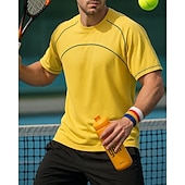 levne Pánská košile-US Open Pánské Jednobarevné Sportovní košile Tenisové tričko Krátké rukávy Kontrastní vazba Ter Emen Odvod vlhkosti Prodyšné Tenis Golf Pickleball Černá Žlutá Šedá Oblečení na tenis