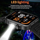 ieftine Ceasuri Smart-Ceas inteligent HDT11Ultra, ecran tactil complet de 2,02&quot;, Bluetooth, apeluri, ceas inteligent pentru sport, lanternă, contor de pași, moduri multi-sport, mesaje push, compatibil cu Android și iOS