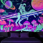 お買い得  ブラックライトタペストリー-ブラックライトタペストリー 光る暗闇 パーティー UV反応 宇宙飛行士 恐竜 水中のような不思議な自然の風景 ハンギングタペストリー 壁アート 壁画 リビングルーム 寝室