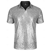 preiswerte Oberteile-Retro Vintage 1970er Rave T-Shirt Polo Kurze Ärmel Disco Pailletten Herren Halloween Karneval Musikfestival Pride Parade Pride-Monat Erwachsene T-shirt Frühling &amp; Sommer