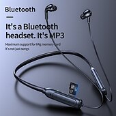 abordables Écouteurs Bluetooth sans fil-Écouteurs à bandeau Bluetooth avec emplacement pour carte MP3 – Écouteurs intra-auriculaires sans fil avec micro écouteurs de sport étanches pour appareils mobiles