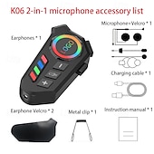 billiga Hjälmheadset för motorcykel-k06 hjälm bluetooth headset med omgivande ljus – vattentät trådlös intercom för motorcykel med CVC-brusreducering, 5.4-chip, långt batteri, röstassistent för hel- och halvhjälmar