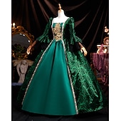 abordables Robes-ancien Rococo Renaissance Maxi Robe Normal Juliette Princesse Mariée Plissé Volanté Princesse Col rond Déguisement Femmes Halloween Carnaval Mascarade Soirée Halloween Performance Adultes