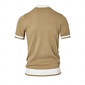 billige Klassisk poloskjorte for menn-Herre Polo Strikk polo Virksomhet Avslappet V-hals Kortermet Formelt Fargeblokk Original Sommer Alle årstider Svart Hvit Kakifarget Militærgrønn Polo