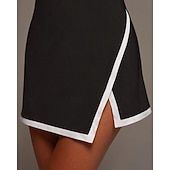 voordelige Dames jurk-Dames Lapwerk Tennisjurk Mouwloos Contrasterende binding Splitsen Ademend Tennis Augurkbal Yoga V-hals Jurken Zwart Wit Rood Spandex Tenniskleding