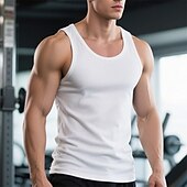 cheap Tank Tops-Men&#039;s Tank Top Vest Top Undershirt Sleeveless Shirt Sleeveless Crew Neck Summer Plain Fashion Designer Basic Classic Vacation Street Going out Black White Wine Top Tee for Men