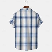 economico Geometrica-Per uomo Geometrico Quadri Camicia Camicia Estiva Camicia con Bottoni Manica Corta Moda Casual All&#039;aperto Vacanza Abbigliamento Quotidiano Estate Primavera Collo ripiegato Stampa 3D camicie con