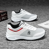 cheap Men&#039;s Sneakers-Men&#039;s White and Grey Running Sneakers with Breathable Upper and Air Cushion - Sporty, Comfortable, Perfect for Running, Gym and Outdoor Activities