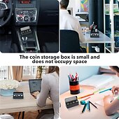 cheap Car Organizers-Car Coin Holder Organizer – Spring-Loaded Coin Storage Box for Penny, Nickel, Dime, Quarter – Compact Dashboard Change Holder for Cars, Trucks, SUVs