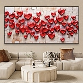 economico Quadri fiori/botanica-Mintura, dipinto a olio su tela, fatto a mano, con grafico a forma di cuore, decorazione da parete, immagine moderna astratta con texture, per la casa, dipinto arrotolato senza cornice e non