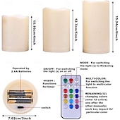 cheap Candle Lights-Set of 3 LED Candle lights Multi-Color Changing Real Wax Ivory Pillar Candles (4&#039;&#039; 5&#039;&#039; 6&#039;&#039;) with 18-Key Remote and Timer Control Realistic Flameless Flicker Mode Battery Operated Mood Light Wedding Holiday Decor
