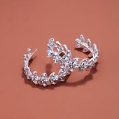 abordables Boucles d&#039;oreilles-Femmes Boucles d&#039;oreilles clous Géométrique Forme de Feuille Précieux Élégant Mode Diamant Imitation Des boucles d&#039;oreilles Bijoux Argent Pour Mariage Soirée Saint-Valentin Cadeau 1 Paire