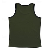 billiga Gym-toppar-Herr Linne Undertröjor Ärmlös tröja Ärmlös Rund hals Sommar Bokstav Mode Designer Grundläggande Lappverk Semester Gata Utekväll Svart Vit Rubinrött Topp t-shirt för män