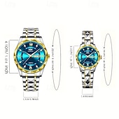 baratos Relógios Quartz-Dois mostradores romanos redondos com diamantes aquáticos, mostrador luminoso, relógio de casal ipx7 à prova d&#039;água, relógio de quartzo com calendário e data, pulseira de aço inoxidável elegante,