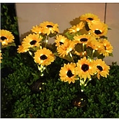 cheap Landscape Lights-2 Pcs Outdoor Sunflower Flower Lights Waterproof Solar 6 Heads 53 Led Beads Sunflower Ground Insertion Light Pole Luminous Courtyard Garden Lawn Path Villa Park Landscape Light Wedding Festival