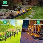 cheap Landscape Lights-6 Pcs Outdoor Waterproof Solar Torch Light Flashing Flame Pathway Light Courtyard Garden Lawn Path Villa Fence Lighting Landscape Decoration Light