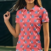 olcso Női ing-US Open Női Teniszing Rövid ujjú Nyomtatott UPF50+ Gyors szárítás Tenisz Golf Tollaslabda Polo gallér Állat Póló Felsők Fehér Sárga Rózsaszín Tenisz ruházat