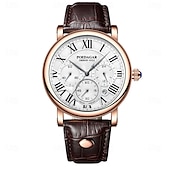 abordables Montres à quartz-Montre à quartz classique pour homme – style chronographe, bracelet en cuir étanche, montre-bracelet analogique décontractée pour le travail