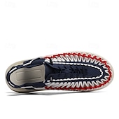 preiswerte Urlaubsandalen-Herren-Sneaker in Rot und Marineblau, Laufschuhe mit einzigartigem Schnürdesign und gepolsterter Sohle für Sport und Freizeit