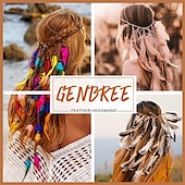 economico Accessori per acconciature-Cerchietti indiani arcobaleno boho, copricapo hippie con piume, accessori per capelli lunghi con piume regolabili per donne e ragazze