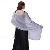 billige bryllup gjesteomslag-Sjal til kvinner Elegant Ermeløs Krepp Bryllup Wrap Med Glimmer Til Bryllup Vår sommer