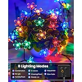 voordelige Zonne-lichtslingers-1 st. buitenzonne kersenbloesem lichtsnoer kampeertent binnenplaats tuin boom hek decoratieve verlichting bruiloft festival binnen en buiten decoratieve lichtsnoer