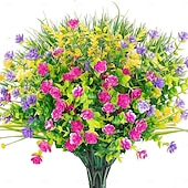 preiswerte Künstliche Pflanzen &amp; Blumen-9 Bündel Kunstblumen für draußen, künstliche Eukalyptus- und Frühlingsgraspflanzen, UV-beständige Kunststoffpflanzen zur Dekoration im Innen- und Außenbereich, für Zuhause, Garten, Büro und Veranda