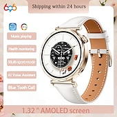 abordables Bracelets connectés-Montre connectée S6Mini pour femmes, écran AMOLED 1,32&quot;, moniteur d&#039;activité, appels Bluetooth, suivi du sommeil, déverrouillage NFC, rappel des règles, modes sport, étanchéité IP67, compatible Android et iOS.