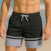 billiga Herrarnas Elite Shorts-Herr Shorts Beach Shorts Snörning Färgblock Andningsfunktion Snabb tork Knelängd Utomhus Semester Hem Semester Etnisk Stil Svart+Grå Mörkröd Elastisk