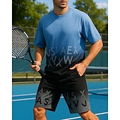 economico Camicia da uomo-US Open Per uomo Set sportivo Camicie e pantaloncini Set da tennis 2 Maniche Corte Traspirante Yoga Tennis Golf Grafico Nero Bianco Blu Abbigliamento da tennis
