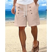 abordables Día festivo-Hombre Pantalón corto Pantalones cortos de lino Pantalones cortos de verano Pantalones cortos de playa Bolsillo Correa Cintura elástica Plano Comodidad Transpirable Corto Vacaciones Festivos Playa